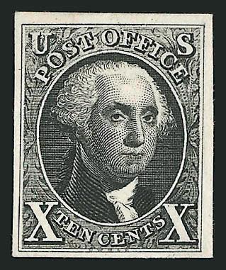 5c Orange Brown, 10c Black, Reproductions, Plate Proofs on India, Card (3P3-4P3, 3P4-4P4).> Full margins, first with sheet margin at top, rich colors, Very Fine