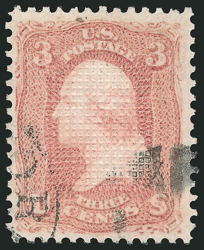 3c Rose, C. Grill (83).> Well-centered with excellent color and a clear grill impression, nearly face-free circular datestamp and cork cancel, Very Fine, with 1980 P.F. certificate