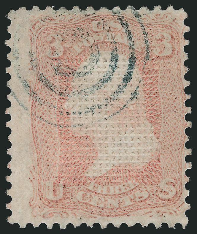 3c Rose, C. Grill (83).> Bright color, clearly-defined grill, neat target cancel, Fine, owners backstamp