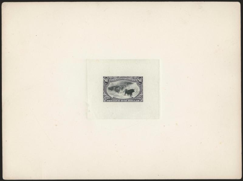 $1.00 Dull Violet & Black, Large Die Essay on India (292-E6).> On 203 x 152mm card with full die sinkage, bright colors, Very Fine and choice