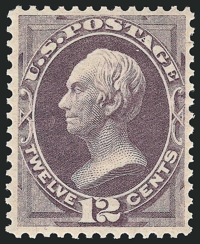 12c Dull Violet (151).> Original gum, lightly hinged, brilliant color, unusually choice centering for this issue, Extremely Fine appearance, this stamp was the second from the left in the bottom row of the
ex-CasparyLilly block of eight, it was expe