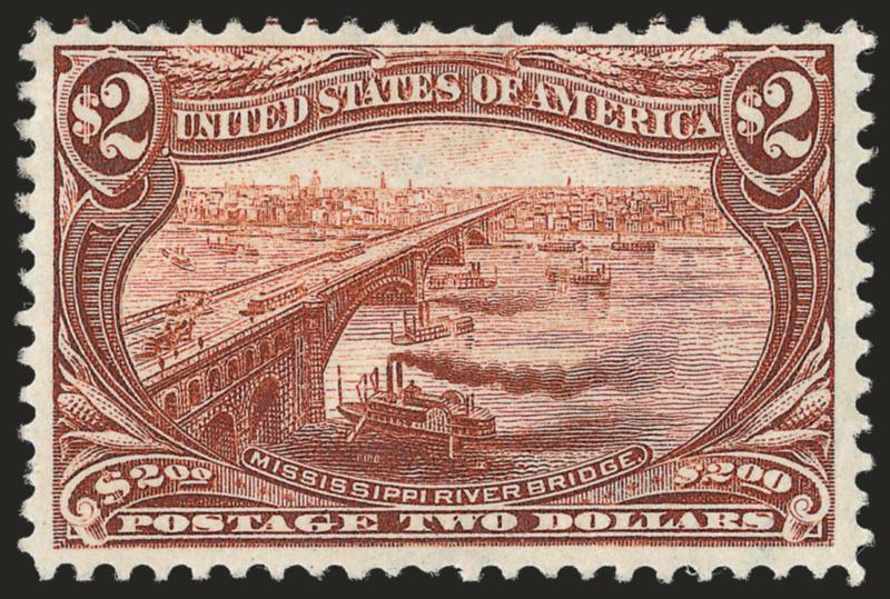 $2.00 Trans-Mississippi (293).> Original gum, lightly hinged, wide margins and wonderful deep rich color, light creasing along top, Very Fine appearance