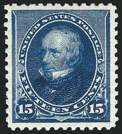 15c Indigo (227).> Mint N.H., deep rich color on bright paper, unusually wide and balanced margins<><>^EXTREMELY FINE GEM. A BEAUTIFUL MINT NEVER-HINGED EXAMPLE OF THE 15-CENT 1890 ISSUE. SURPRISINGLY SCARCE IN
SUCH SUPERB CONDITION.^<><>With 200