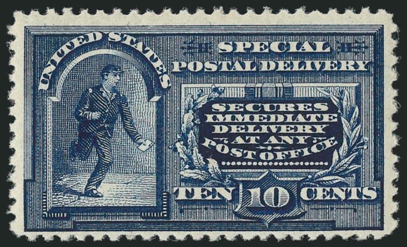 10c Blue, Special Delivery (E4).> Mint N.H., deep rich color and proof-like impression on bright paper, fresh and Fine, a stamp of great visual appeal, with 2003 P.S.E. certificate
