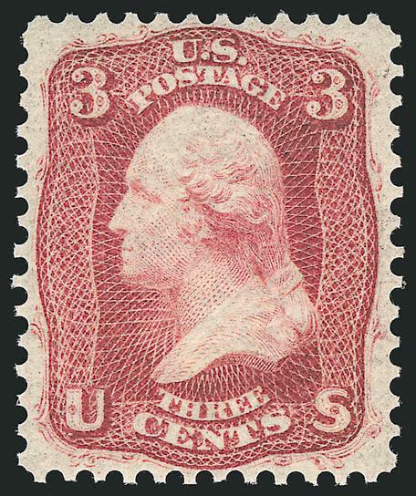3c Brown Rose, First Design (56).> Original gum, lightly hinged, intense color, well-proportioned margins, Very Fine and choice, with 2002 P.S.E. certificate