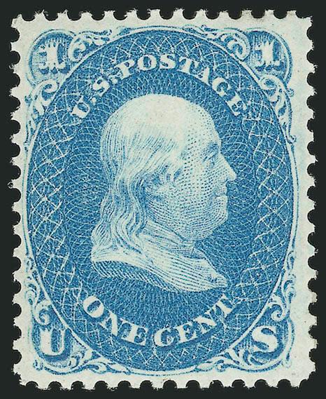 1c Blue (63).> Original gum, bright color on fresh white paper, Very Fine and choice, with 2003 P.F. certificate
