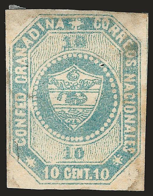 1859, 10c Light Blue, Trial Color Plate Proof (4TC).> Ample margins, faint stain, couple tiny imperfections, otherwise Very Fine, scarce
