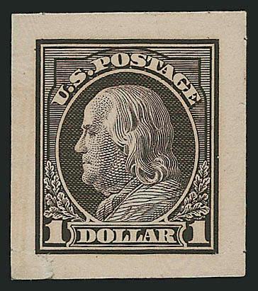 $1.00 Violet Black, Panama-Pacific Small Die Proof on Wove (421P2a).> Large margins except where repaired at bottom left corner, rich color, Very Fine appearance, scarce, only 3-5 were produced