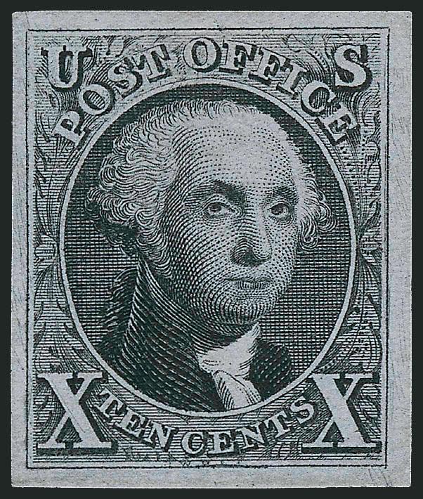 10c Black, Reproduction (4).> Without gum as issued, large to mostly huge margins, wonderfully fresh and crisp, Extremely Fine Gem, with 2008 P.S.E. certificate (XF-Superb 95 SMQ $2,100.00)