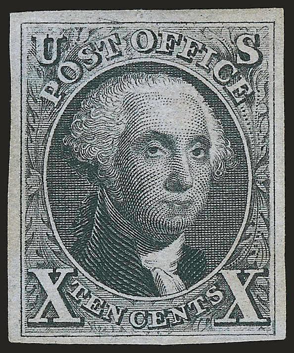 10c Black, Reproduction (4).> Without gum as issued, large margins, tiny thin spot, Very Fine appearance