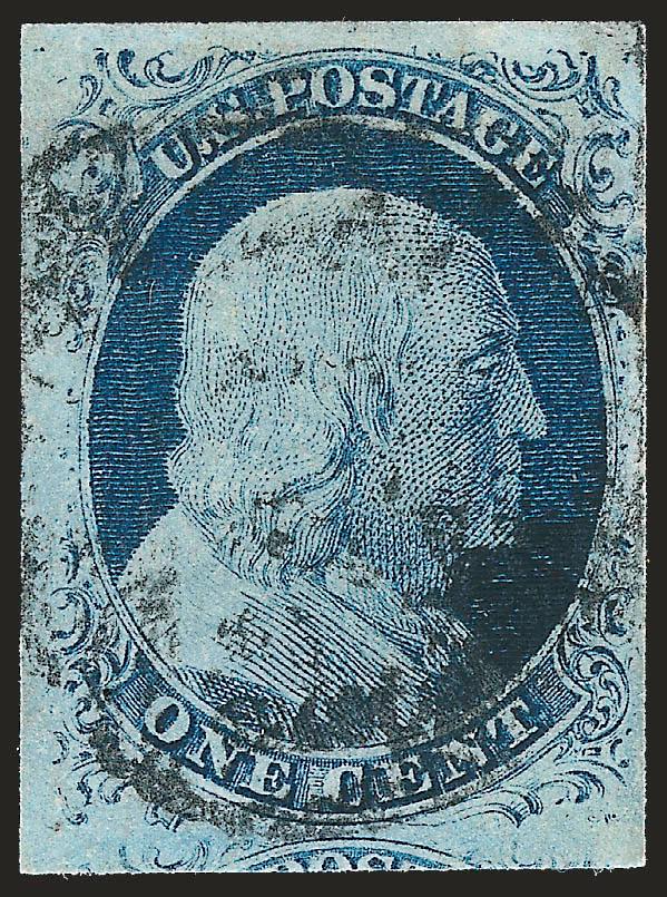 1c Blue, Ty. IV (9).> Position 2R1L, <double transfer,> ample to mostly huge margins, Extremely Fine