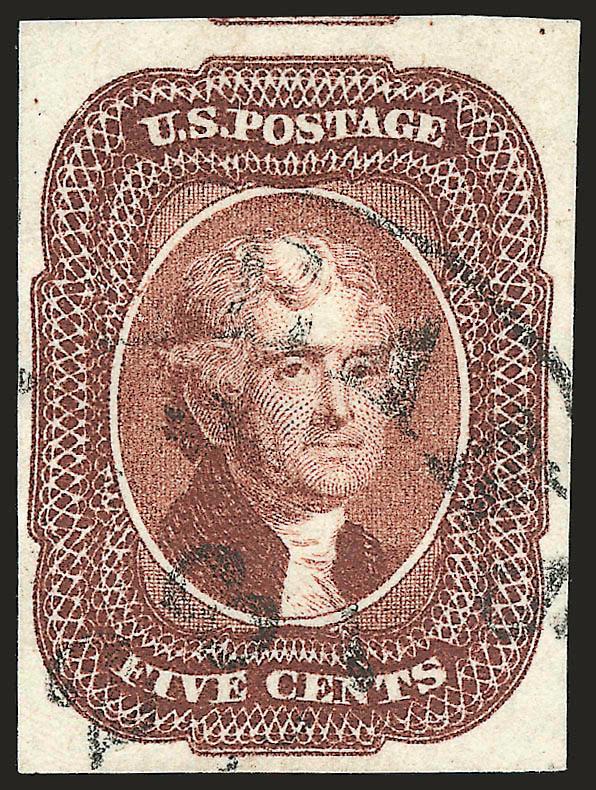 5c Red Brown (12).> Full to large margins, deep rich color and light circular datestamp, Extremely Fine