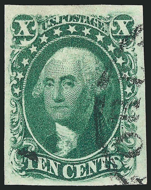 10c Green, Ty. III (15).> Large even margins, rich color on bright paper, face-free strike of New Orleans circular datestamp, Extremely Fine