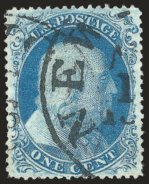 1c Blue, Ty. II (20).> Plate 11 or 12, nearly perfect centering with wide margins all around, lovely bright shade, New York circular datestamp, Extremely Fine, with 2008 P.F. certificate