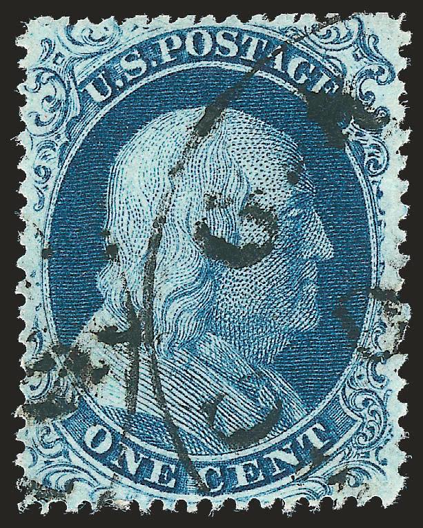 1c Blue, Ty. IIIa (22).> Nicely centered with great depth of color, circular datestamp, Very Fine, with 2008 P.F. certificate