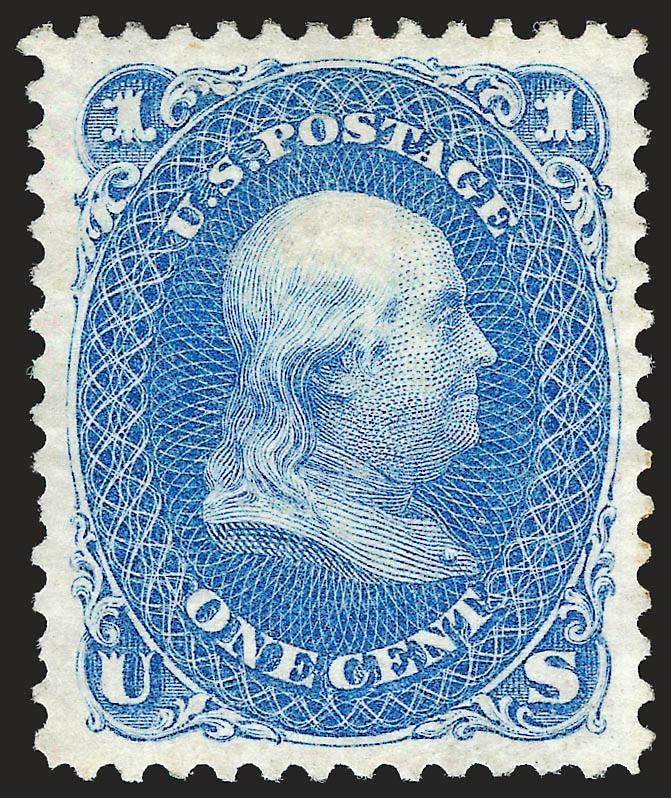 1c Blue, Re-Issue (102).> Part original gum, beautiful wide margins and centering, Extremely Fine, with 2008 P.S.E. certificate (XF 90 SMQ $1,750.00)