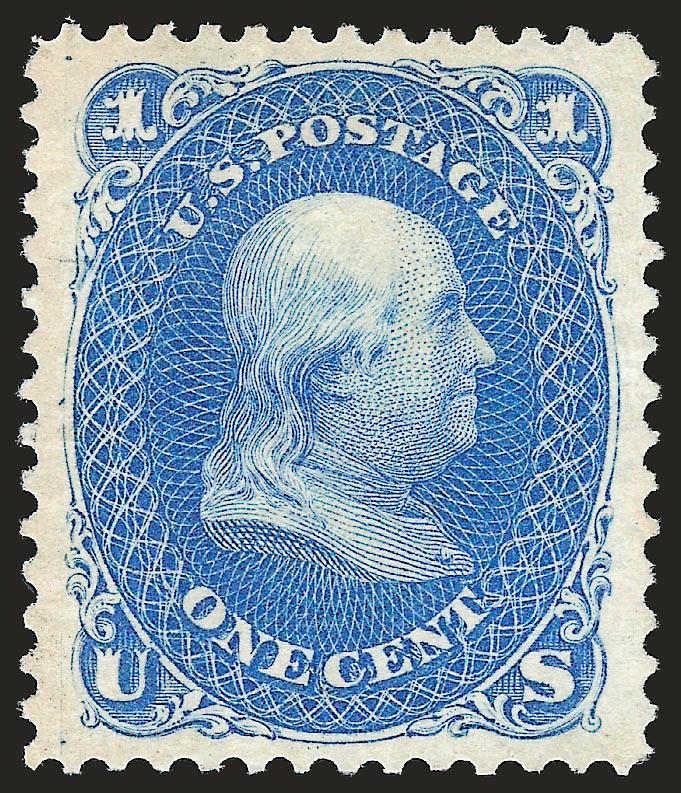 1c Blue, Re-Issue (102).> Unused (no gum), exceptionally choice wide margins and beautiful bright color, Extremely Fine Gem, with 2008 P.F. certificate (XF-Superb 95 SMQ $900.00)