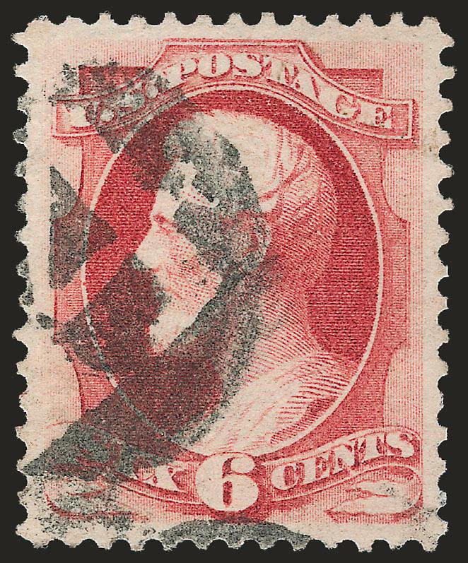 6c Carmine (148).> Choice margins and wonderfully well-centered, strong color, negative numeral 14 cancel, Extremely Fine Gem, with 2008 P.S.E. certificate (XF-Superb 95 SMQ $355.00)