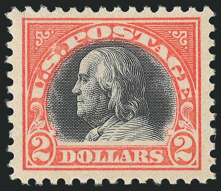 $2.00 Orange Red & Black (523).> Choice wide margins and handsome centering, lovely colors totally unaffected by oxidation, Very Fine and choice, with 2008 P.S.E. certificate (VF-XF 85 SMQ $700.00)