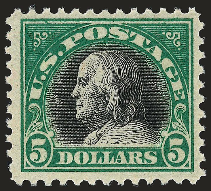 $5.00 Deep Green & Black (524).> Mint N.H., nice margins and colors, Fine and attractive, with 2007 P.S.E. certificate