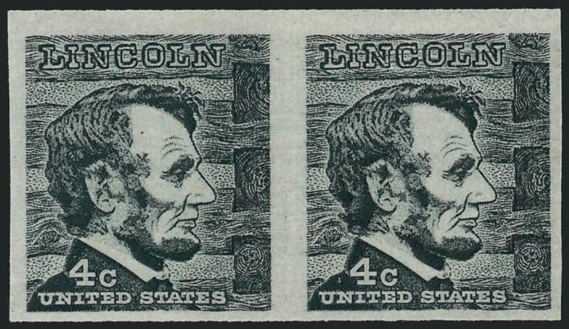 4c Lincoln Coil, Imperforate (1303b).> Mint N.H. pair, large margins to full, detailed impression, Very Fine, Datz states 100 pairs known
