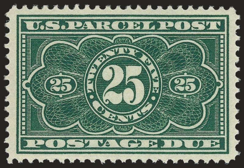 25c Dark Green, Parcel Post Postage Due (JQ5).> Lightly hinged, magnificent margins and perfect centering, Extremely Fine Gem