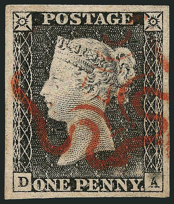 GREAT BRITAIN, 1840, 1p Gray Black (1 SG 3).> D-A, large to huge margins, neat red Maltese cross cancel, Extremely Fine, SG £350