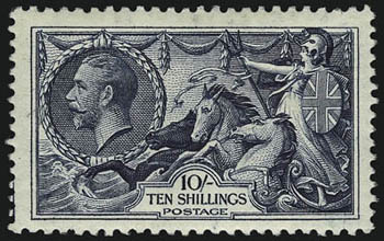 GREAT BRITAIN, 1934, 2sh6p-10sh Seahorses, Waterlow Printing (222-224 SG 450-452).> Lightly hinged, beautiful colors, Very Fine-Extremely Fine, SG £575