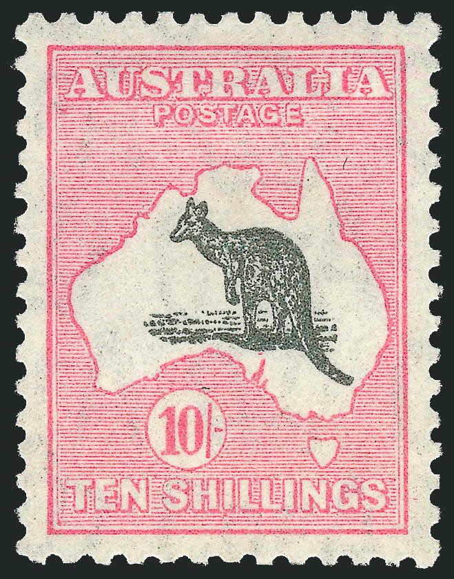 AUSTRALIA, 1932, 10sh Pink & Gray (127 SG 136).> Wonderfully well-centered, exceptionally bright and crisp, Extremely Fine, SG £300