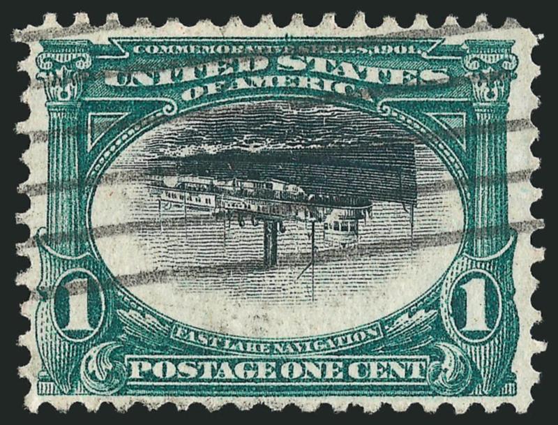 1c Pan-American, Center Inverted (294a).> Deep rich colors, unusually choice centering, machine cancel leaves invert clearly visible<><>^EXTREMELY FINE GEM. EASILY ONE OF THE FINEST USED EXAMPLES OF THE ONE-CENT
PAN-AMERICAN INVERT IN EXISTENCE.^<