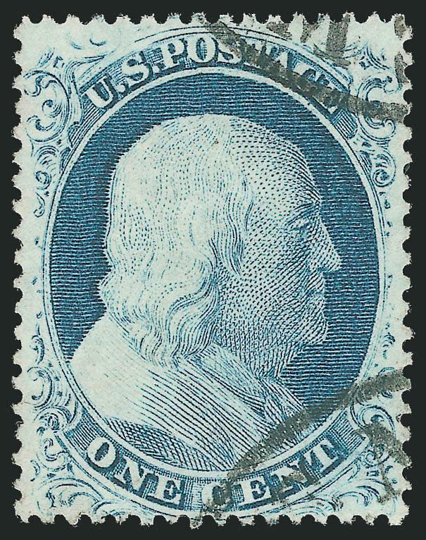 1c Blue, Ty. IV (23).> Position 51L1L, <recut twice at top and once at bottom,> radiant color, face-free cancel, perfectly centered with wide margins all around and clearly showing the recut lines<><>^EXTREMELY
FINE GEM. A SUPERB EXAMPLE OF THE PER