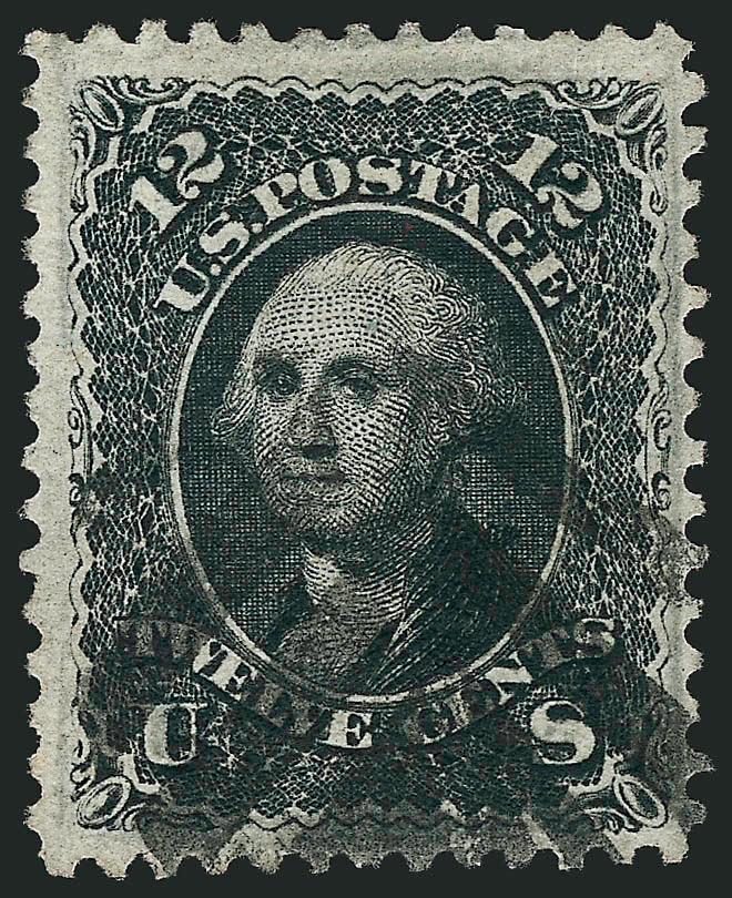 12c Black, Z. Grill (85E).> Intense shade and impression with wide and balanced margins, bold strike of cork cancel<><>^EXTREMELY FINE. A BEAUTIFUL USED EXAMPLE OF THE 1868 12-CENT Z GRILL. A STUNNING
STAMP.^<><>Although the 12c Z Grill is the mo