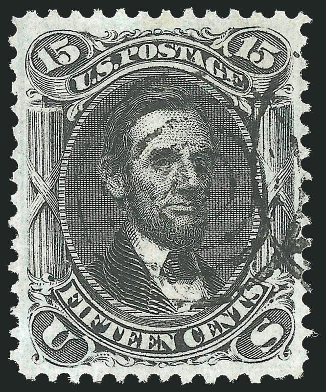 15c Black, F. Grill (98).> Choice centering with well-balanced margins, neat target cancel, bright white paper, clear grill impression, Extremely Fine, an outstanding stamp, with 2002 P.F. certificate