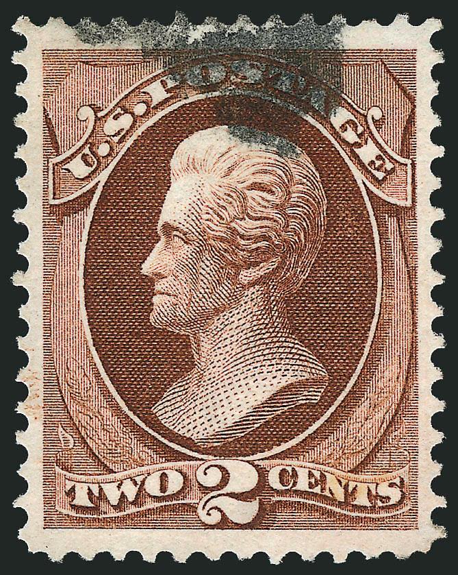 2c Red Brown, Grill (135).> I. Grill with clearly-defined grill points, rich color, wide and balanced margins, cork cancel at top, Extremely Fine Gem, with 1995 P.F. certificate