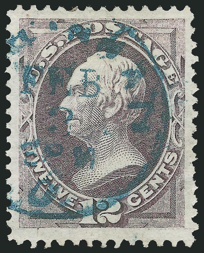 12c Dull Violet (151).> Beautiful Jumbo margins, fresh color and neatly cancelled with a <blue Cincinnati> circular datestamp, Extremely Fine, with 2004 P.F. certificate