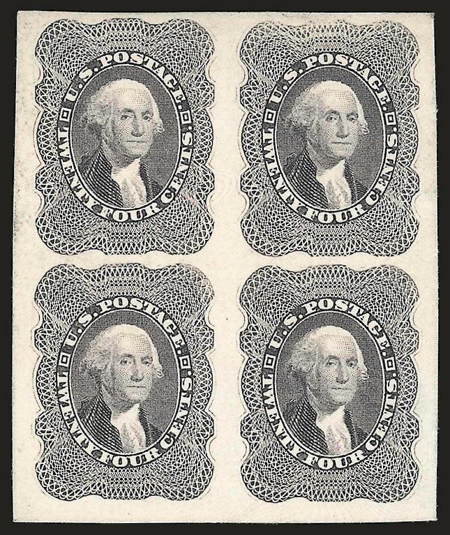 5c-30c 1851-60 Issue, Plate Proofs on India and Card (42P3-44P3, 46P3, 43P4, 45P4).> Blocks of four, incl. extra 43P3, Very Fine-Extremely Fine lot