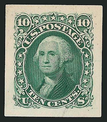 10c Green, Panama-Pacific Small Die Proof (68P2a).> Typical light toning, not a fault, but characteristic of these scarce proofs, Extremely Fine
