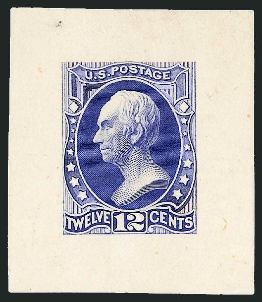 12c Deep Ultramarine, Die Essay on India (151-E7a).> On original card and reduced to 36 x 42mm, Very Fine