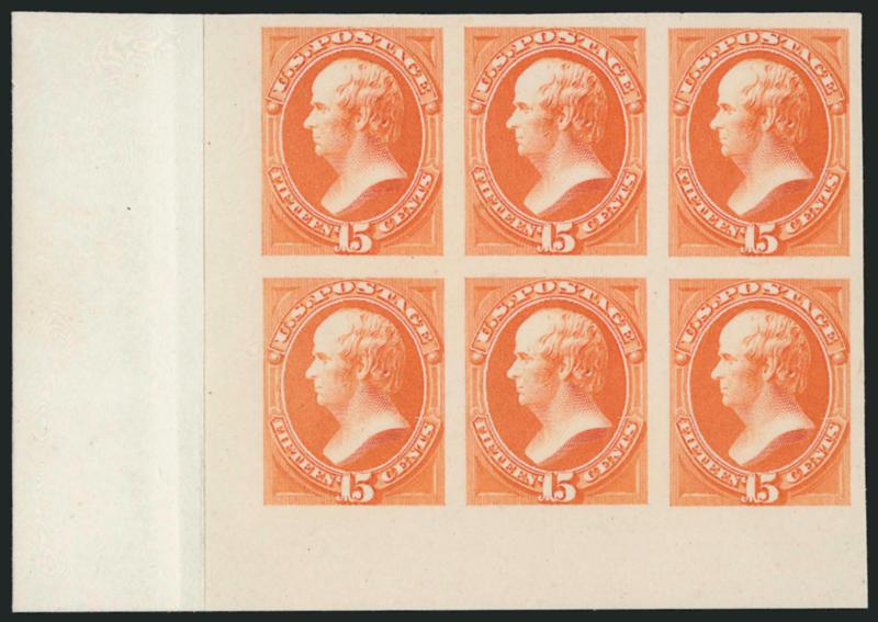 2c-90c 1873 Bank Note Issue, Plate Proofs on India or Card (157P4, 160P4, 161P3-163P3, 164P4-166P4).> 15c block of six, others blocks of four, 10c off card, 12c and 15c with original card backing, Very
Fine-Extremely Fine