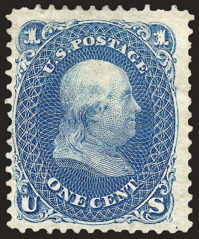 1c Blue, Re-Issue (102).> Unused (no gum), rich color, Fine, with 1998 P.F. certificate