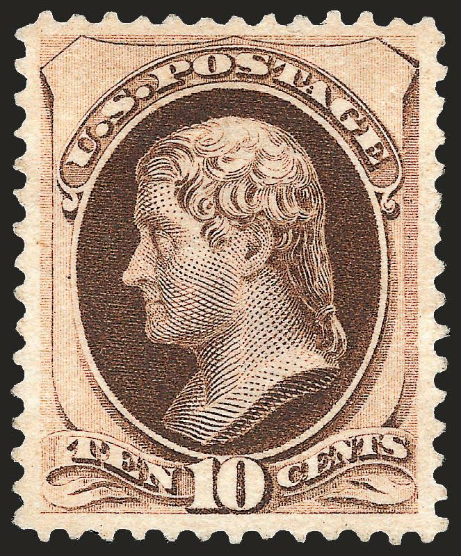 10c Brown, With Secret Mark (188).> Unused (no gum), brilliant color, well-balanced margins, Extremely Fine, with 1970 P.F. certificate
