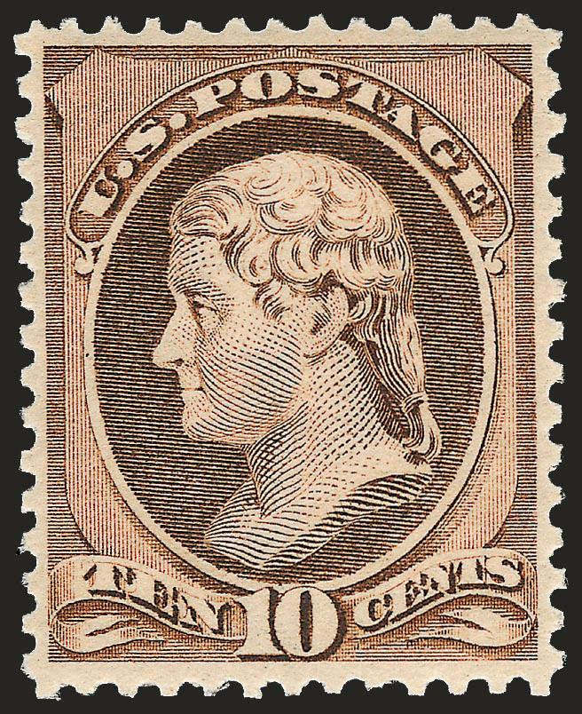 10c Brown (209).> Mint N.H., brilliant color, detailed impression, well-proportioned margins, Very Fine and choice, with 2006 P.S.E. certificate (VF-XF 85 SMQ $1,050.00)