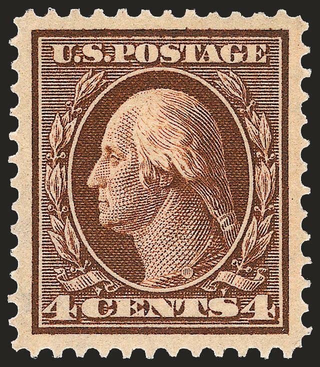 4c Orange Brown (334).> Mint N.H., magnificent margins and centering, wonderful deep rich color, Extremely Fine, with 2008 P.F. certificate (XF 90 SMQ $340.00)