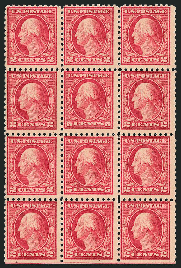 5c Carmine, Error (467).> Double error in block of twelve, errors faintly hinged if at all, about Fine