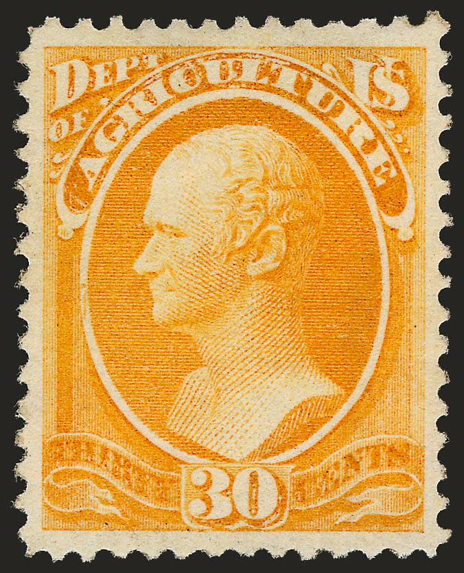 30c Agriculture (O9).> Original gum, choice margins and essentially perfectly centered, Extremely Fine, with 1992 P.F. and 2008 P.S.E. certificates (XF 90 SMQ $1,300.00)