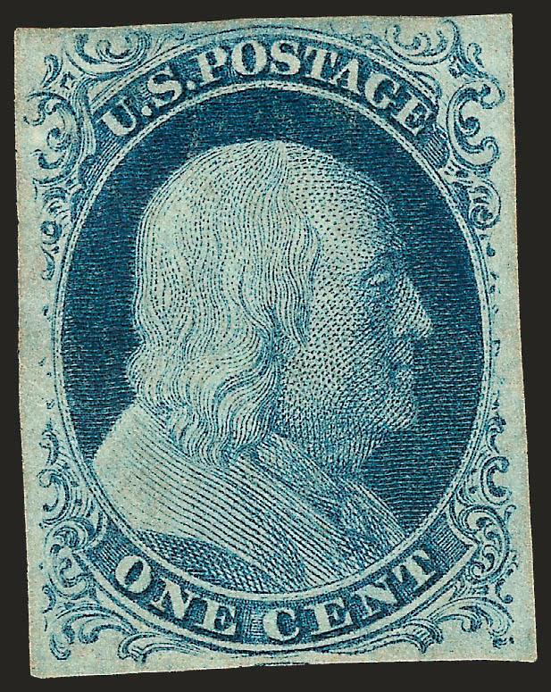 1c Blue, Ty. IV (9).> Original gum, h.r., recut once at top and bottom, full even margins, bright shade, Very Fine