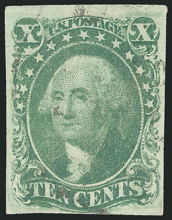 10c Green, Ty. IV (16).> Position 64L1, <recut at top and bottom,> large margins to clear, pretty shade, lightly cancelled by town datestamp, Very Fine, from the only position recut at top and bottom, with 2002
P.F. certificate