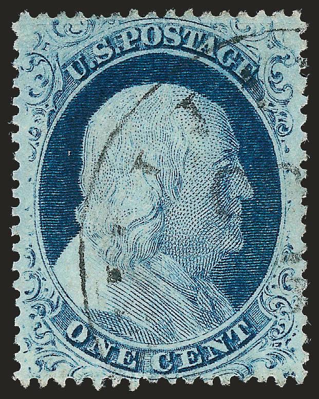 1c Blue, Ty. IV (23).> Recut once at top and once at bottom, bright color, detailed impression, choice centering for this difficult issue which clearly showing the recut lines<><>^EXTREMELY FINE GEM. A SUPERB
USED EXAMPLE OF THE 1857 ONE-CENT PERFO