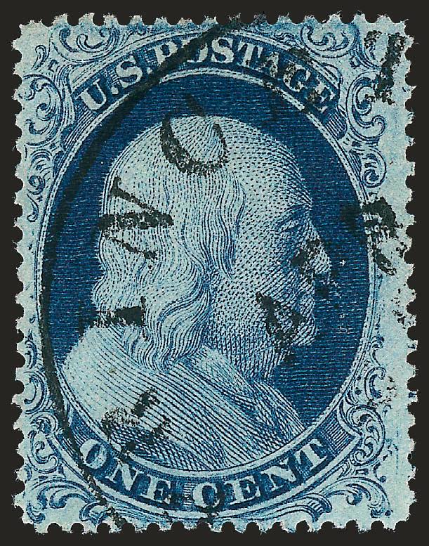 1c Blue, Ty. II (20).> Plate 11, rich color, neat strike of circular datestamp, Very Fine and choice