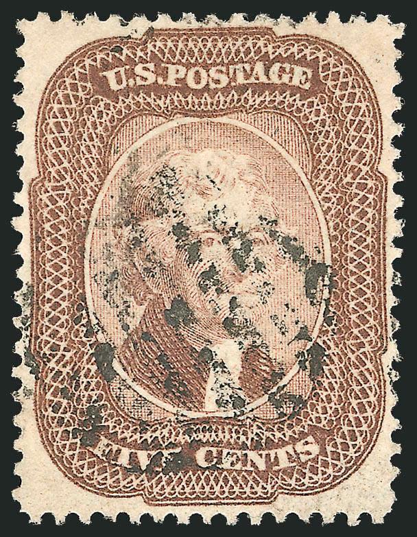 5c Brown (29).> Choice centering with perfs well clear of design on all four sides, light grid cancel, long and full perfs all around, Extremely Fine, with 2000 P.F. certificate